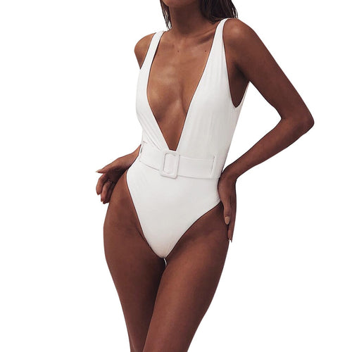 Padded Swimwear Sexy Women Jumpsuits 2019 Summer Solid V-neck Sleeveless