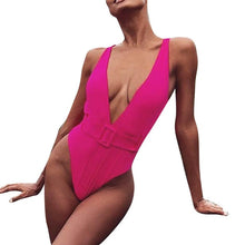 Load image into Gallery viewer, Padded Swimwear Sexy Women Jumpsuits 2019 Summer Solid V-neck Sleeveless
