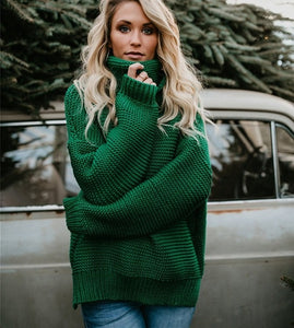 Oversized Sweater  Warm Sweater Coarse Pullover Women's Jumper Turtleneck Sweater
