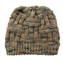 Load image into Gallery viewer, Ponytail Beanie Hat Colors Messy High Bun Ponytail Stretchy Knitted