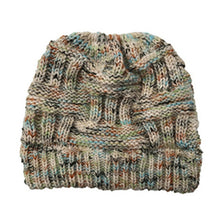 Load image into Gallery viewer, Ponytail Beanie Hat Colors Messy High Bun Ponytail Stretchy Knitted