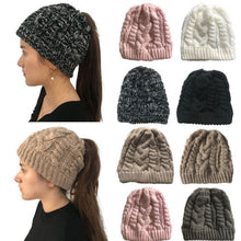 Load image into Gallery viewer, Ponytail Beanie Hat New Women Ponytail Stretch Knitled Crochet