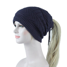 Load image into Gallery viewer, Ponytail Beanie Hat 2019 New Ponytail Beanie Fleece Inside Winter Hat For Women